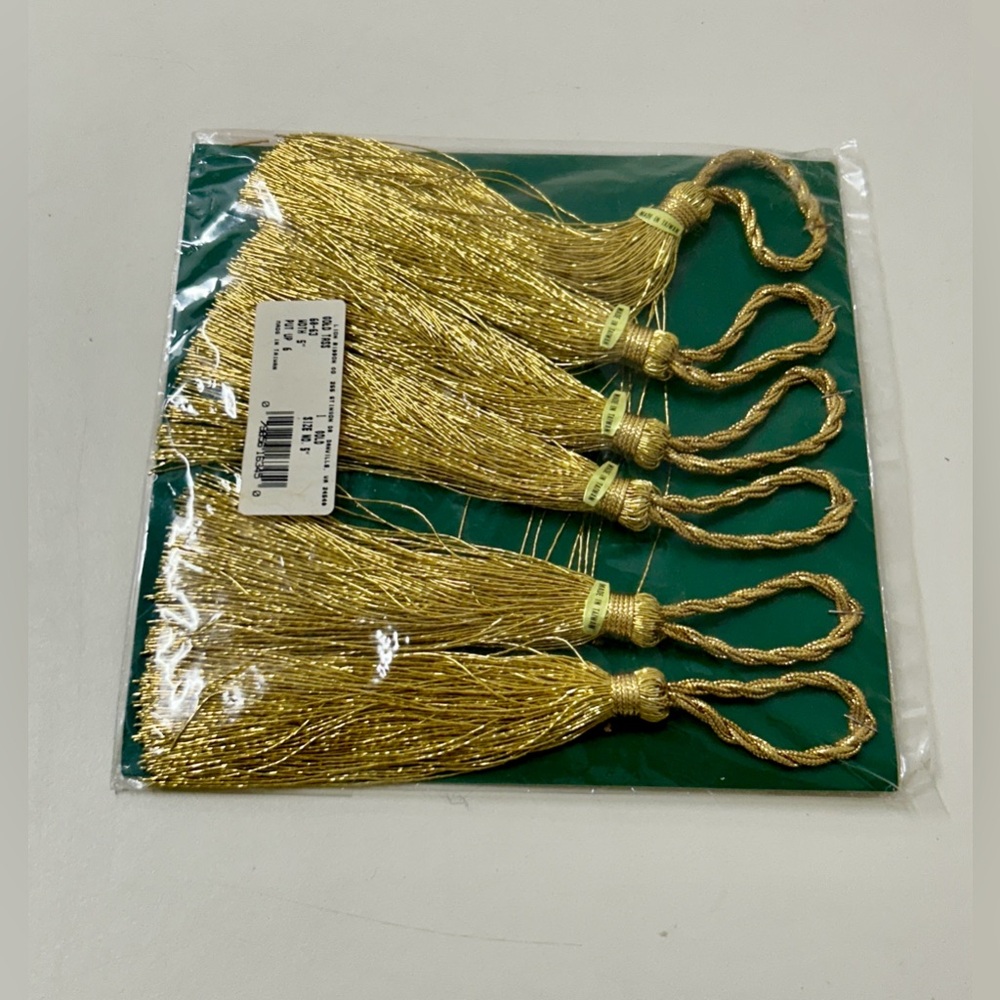 1990s Vtg Sealed Package of 6 5” Hobby Art Craft Gold Tassels